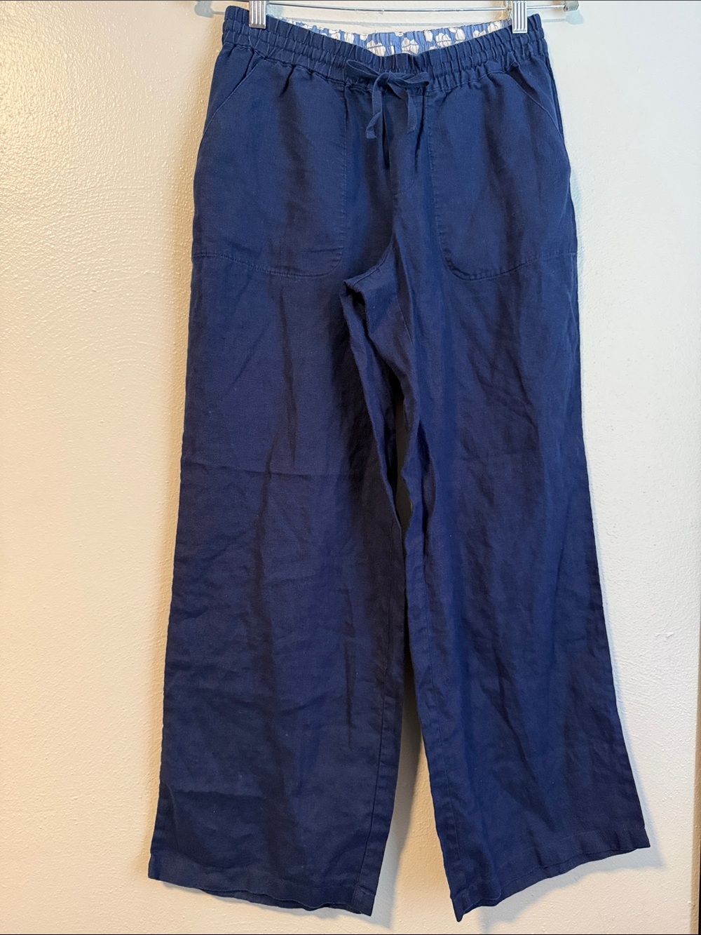 Boden Navy Relaxed Linen-Blend Jogger Pants